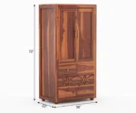 2 Door Solid Sheesham Wood Wardrobe - Image 5