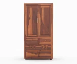 2 Door Solid Sheesham Wood Wardrobe - Image 3