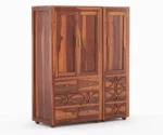 3 Door Solid Sheesham Wood Wardrobe - Image 4