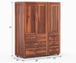 3 Door Solid Sheesham Wood Wardrobe - Image 5