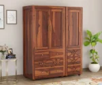3 Door Solid Sheesham Wood Wardrobe