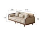 Sofa Bed With Rattan Weaving Wooden Frame - Image 7