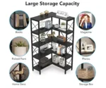 7-Tier Large Corner Bookshelf with Metal Frame for Living Room - Image 5