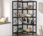 7-Tier Large Corner Bookshelf with Metal Frame for Living Room - Image 2