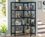 7-Tier Large Corner Bookshelf with Metal Frame for Living Room - Image 3