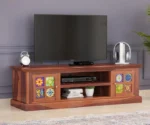 Alex Sheesham Wood Tv Cabinets with Tiles and Storage