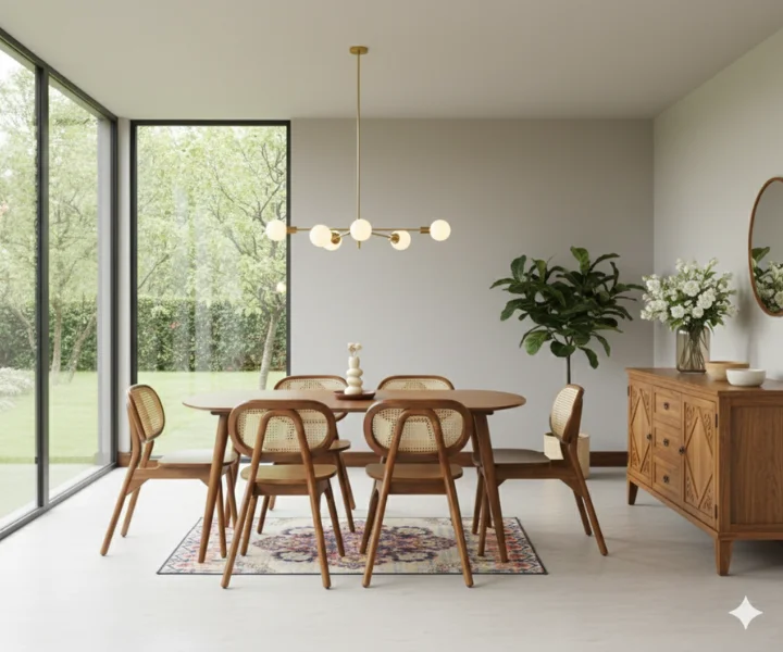 Anitama Solid Wood Six Seater Dining set with Six Chairs (1) Anitama Solid Wood Six Seater Dining set with Six Chairs - Image 1