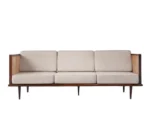 Bard 3 Seater Solid Wood & Rattan Sofa - Image 2