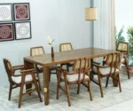 Bee Teak Wood 6 Seater Dining Table Set