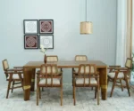 Bee Teak Wood 6 Seater Dining Table Set - Image 2