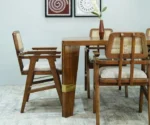 Bee Teak Wood 6 Seater Dining Table Set - Image 4