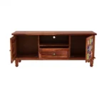 Boho Sheesham Wood Tv Cabinet with Ceramic Tiles & Storage - Image 4