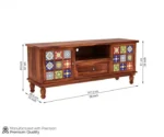 Boho Sheesham Wood Tv Cabinet with Ceramic Tiles & Storage - Image 6