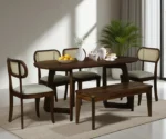 Brookwood Sheesham Wood Six Seater Dining Table Set