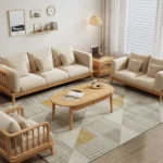 Chalk Flannel Standard Sofa with 3 Pillows