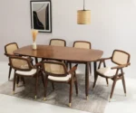 Chinchilla Teak Wood 6 seater Dining Table Set - Image 3