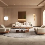 Cream Floor Sofa set with Armrest, Includes