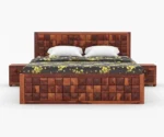 Diamond Sheesham Wood King/Queen Size Bed with Storage - Image 2