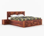 Diamond Sheesham Wood King/Queen Size Bed with Storage - Image 3