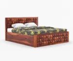 Diamond Sheesham Wood King/Queen Size Bed with Storage - Image 4