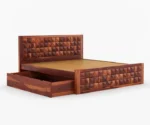 Diamond Sheesham Wood King/Queen Size Bed with Storage - Image 6