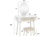 Dressing  Wide Vanity Set with Stool - Image 4