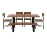 Edge 6 Seater Dining Set with Bench - Image 3