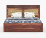 Emalyn Sheesham Wood Cane King-Queen  Bed with Storage - Image 3
