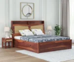 Emalyn Sheesham Wood Cane King-Queen  Bed with Storage