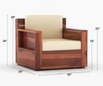 Ethan Solid Sheesham Wood Sofa Set - Image 2