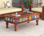 Gavin Solid Wood Coffee Table with Tiles