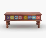 Gavin Solid Wood Coffee Table with Tiles - Image 2