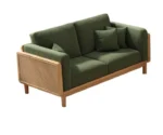 Jade Green Sofa Couch with 5 Pillows and Ottoman - Image 6