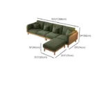 Jade Green Sofa Couch with 5 Pillows and Ottoman - Image 9