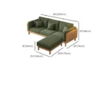 Jade Green Sofa Couch with 5 Pillows and Ottoman - Image 10