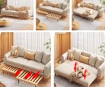 Japandi Minimalism Solid Wood Sofa Cum Bed - Image 2
