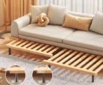 Japandi Minimalism Solid Wood Sofa Cum Bed - Image 9