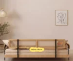 Japandi Solid Wood Minimalism Rattan Back Support Sofa Bed - Image 5