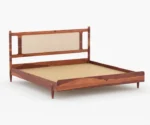 Kashli Sheesham Wood Cane King-Queen Size Bed Without Storage - Image 4
