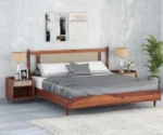 Kashli Sheesham Wood Cane King-Queen Size Bed Without Storage