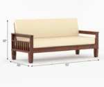Kuber 3 Seater Wooden Sofa - Image 4