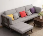 L Shape Wood Linear Sectional Sofa Set