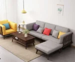 L Shape Wood Linear Sectional Sofa Set - Image 2