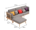 L Shape Wood Linear Sectional Sofa Set - Image 6