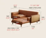 Leathaire Sofa Bed With Rattan Weaving Wooden Frame - Image 11