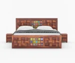 Lesy Sheesham Wood King-Queen Size Bed with Storage - Image 7