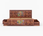 Lesy Sheesham Wood King-Queen Size Bed with Storage - Image 6