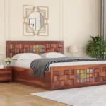 Lesy Sheesham Wood King-Queen Size Bed with Storage