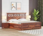 Louis Sheesham Wood King-Queen Size Bed With Storage