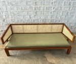 MARVIN SOLID TEAK WOOD & RATTAN 3 SEATER SOFA